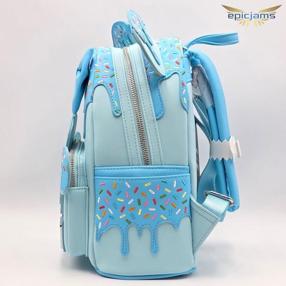 Loungefly Disney Minnie Mouse Lollipop Blue Sprinkle Ears Blue Mini Backpack New - Picture 4 of 6